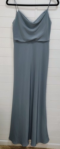 Jenny Yoo Sabine Blue Chambray? Drape Cowl Neck Formal Bridesmaid Dress Size 4 - Picture 2 of 17