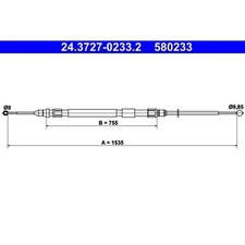 ATE 24.3727-0233.2 Seilzug Feststellbremse für BMW 3 E90 E93 E92 E91