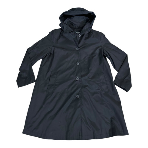 Lauren Ralph Lauren Jacke Damen Gr. XL schwarz Regenmantel abnehmbare Kapuze Knopf