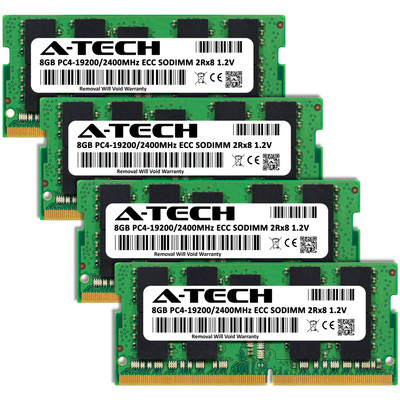メモリ【A-TECH 32GBキット(8GB×4枚) 純正 】 A-Tech 32GB 4x 8GB 2Rx8 PC4-19200 DDR4 2400 MHz ECC SODIMM NAS
