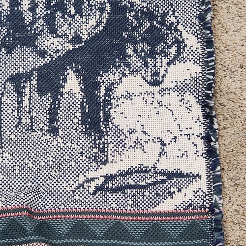 AMERICAN WEAVERS Vintage Wolf Woven Tapestry Wall Hanging Woodeen Rod Decor - Picture 4 of 8