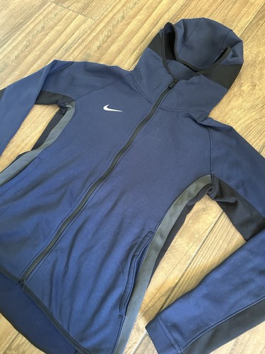 Nike Dri Fit Showtime Women’s Size M Full Zip Navy Jacket Hoodie Mock Neck - Picture 1 of 13
