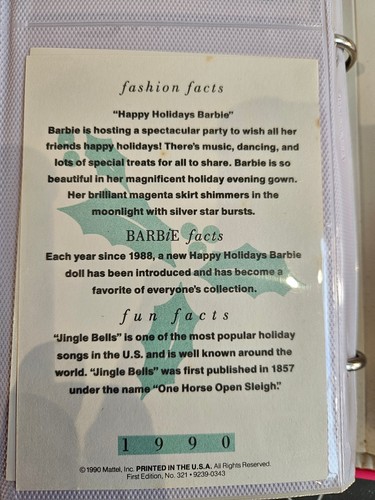 BARBIE - 1990 Mattel FULL SET OF 300 1ST EDITION PLUS 21 ZUSÄTZLICH IM FOLDER - Bild 4 von 6