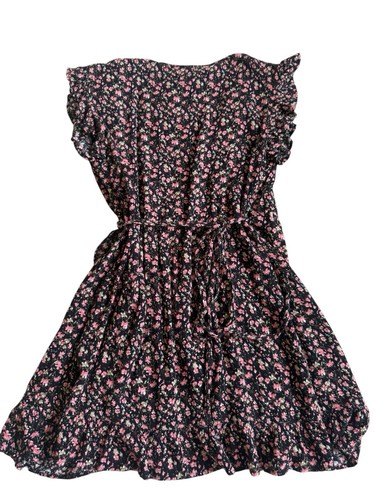 Lulus Kleid Damen Small Mini Wickel Schwarz Rosa Blumen V-Ausschnitt J Medium - Bild 8 von 12