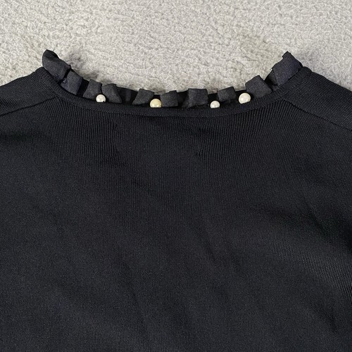 Vintage Joseph A Top Women Large Black Floral Beaded Sequin Fairy Whimsigoth Y2K - Picture 6 of 9