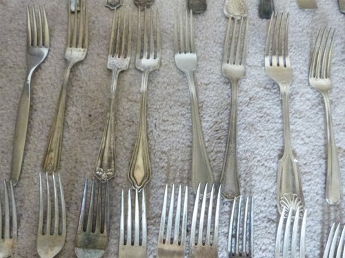 Konvolut 84+ Silber Teller Gabeln (79+) Abendessen (5) Servieren zum Basteln Kunst Schmuck - Bild 10 von 18