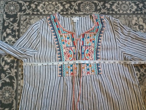 J Jill Love Linen Embroidered Jacket Topper Medium Festival Beach Hippie - Picture 11 of 12