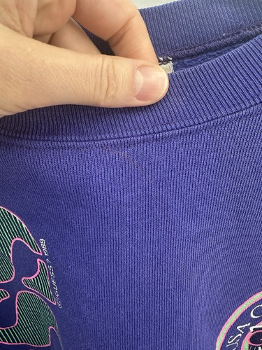 1989 Guess Vintage Women’s Purple Graphic Crew Neck Jersey Sweatshirt Size M - Picture 10 of 12