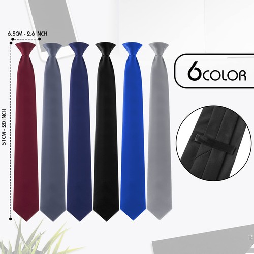 Haysandy 6 Pcs Clip on Ties for Men Solid Color Men's Tie Pretied Necktie 20 ... - Picture 2 of 7