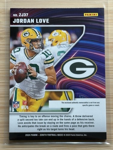 2024 Panini Zenith - Z Jersey Jordan Love #ZJ37 - Picture 2 of 2