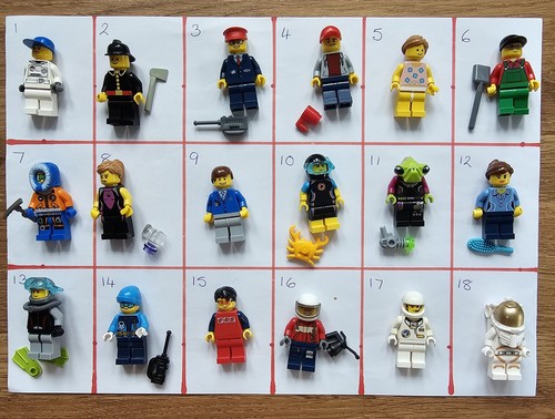 18 x Genuine lego mini figures. ASSORTMENT from Various Themes. FREE POSTAGE.(8)