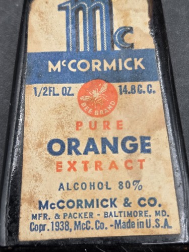 Vintage McCormick Pure Orange Extract Braunglas Flasche 1/2 Fl Oz leer - Bild 8 von 8