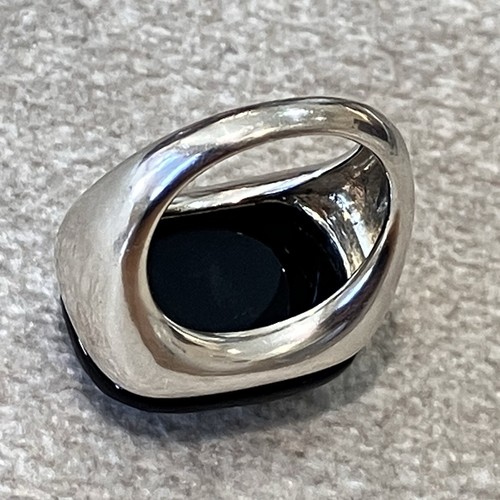 925 Sterling Silver Black Onyx Ring Size M - 90s Modern Vintage Kiran for QVC - Imagen 3 de 9
