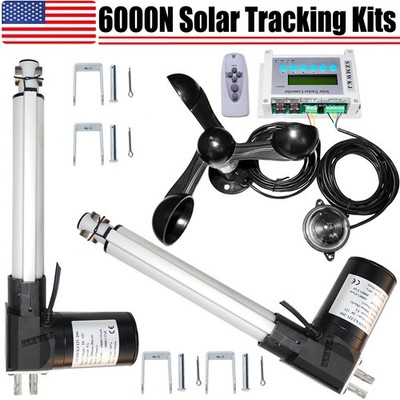 6000N Dual Axis Solar Sun Track Kit -8'' Linear Actuators &Controller &Anemometer