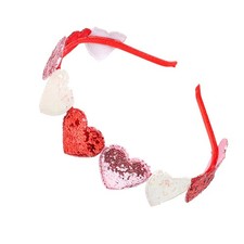 Sparkly Valentine's Headband for , Sequins Heart Headbands Glitter Hairband R...