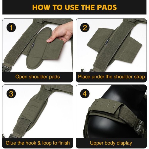 Plate Carrier Shoulder Pads Set Cushion Pads Tactical Bag Camo Military * - Picture 2 of 19