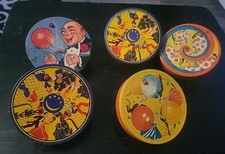 5 Vintage Tin Litho Toy Noisemakers New Year's Rattlers