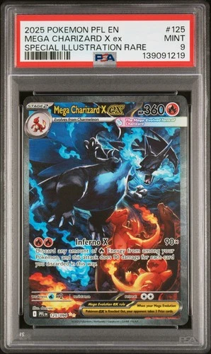2025 POKEMON PFL EN-PHANTASMAL FLAMES #125 MEGA CHARIZARD X EX PSA 9