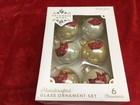 Handcrafted Glass Christmas Ornaments December Home 6 pc Red Bird Cardinal