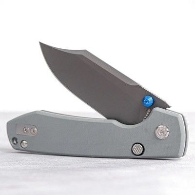 VOSA2918 Vosteed Raccoon  Top Liner Lock 14C28N Steel Blade Gray G10 Handle IKBS