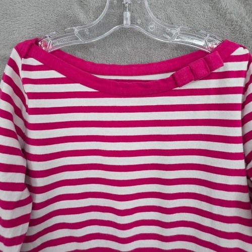 Kate Spade U-Boot Ausschnitt Top M rosa weiß Streifen Schleife maritim Pariser süß Kidcore - Bild 4 von 12
