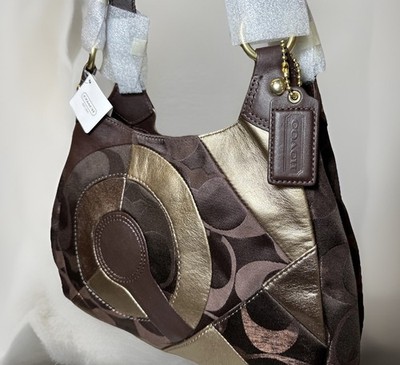 NWT Coach Signature F20032 Rare B4/Chocolate Patchwork Leather