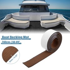 Tappetino barca 94,49''x2,24'' EVA finto teak decking lenzuolo marrone intenso nero