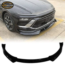 Front Bumper Lip Fits 24-25 Hyundai Sonata IKON V1 Style Spoiler Gloss Black
