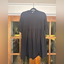 Asos Size 4 Oversized Black Short Ruffle Sleeve Dress