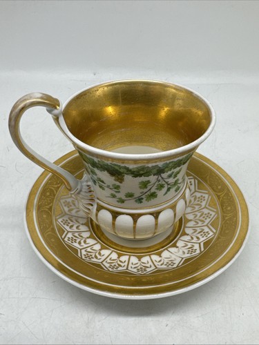 Antike Tasse & Unterteller KPM Weinranken, Vergoldung S.11. - Bild 4 von 23