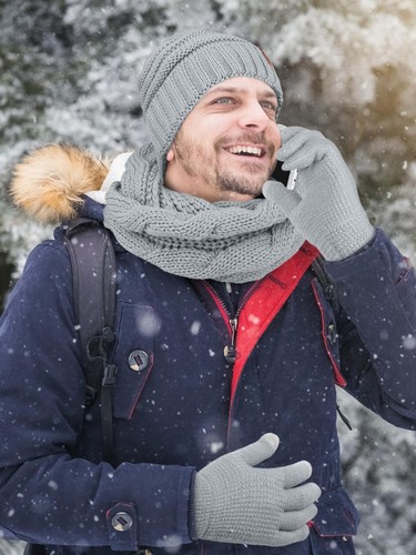 Winter Warm Knitted Scarf Beanie Hat and Gloves Set Men & Women's Soft Stretc... - Picture 5 of 7