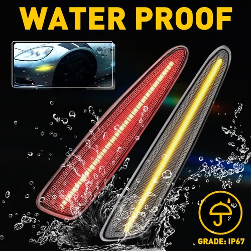 4/8X For 05-2013 Chevy Corvette C6 clear LED Side Marker Signal Light Front+Rear - Picture 9 of 22
