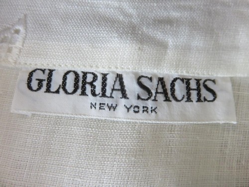 Gloria Sachs New York elfenbeinfarbene Leinenbluse Langarm Kragen Knopfleiste Gr. 12 - Bild 5 von 6