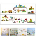 2 Sheets Window Stickers Kids Bedroom Decals Rail and Car Sticker Cartoon Wall