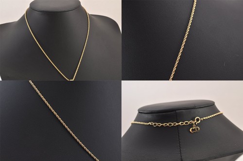 Authentic Christian Dior Gold Tone Chain Rhinestone Pendant Necklace CD 7959M - Picture 7 of 10