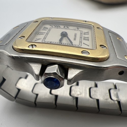 Cartier Santos Ladies Two Tone Stainless Steel & Yellow Gold Quartz Watch - Picture 13 of 20