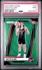 2024 PANINI PRIZM WNBA GREEN PRIZM #145 CAITLIN CLARK ROOKIE RC PSA 9