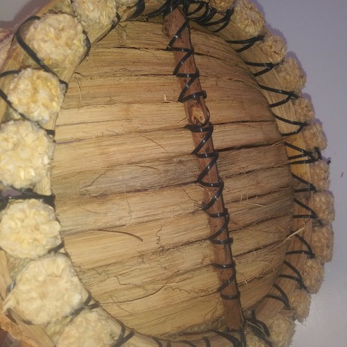 Vintage Boho Woven Corn Cob Husk Country Folk Centerpiece Basket Thanksgiving - Picture 5 of 7