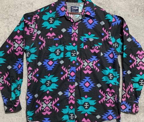 Wrangler X-Long Tails Mens 17 1/2 - 36 Cowboy Cut Shirt Aztec Southwestern - Picture 1 of 12