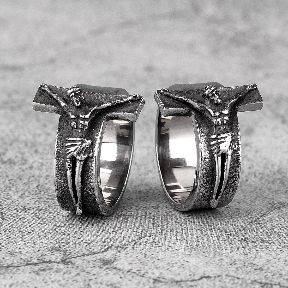 Good Friday Jesus Cross Ring Stainless Steel Mens Rings Punk
