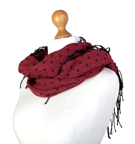 "Viola Firenze Sciarpa Wrap Made In Italy Frange Rettangolare Rosso Nero Macchia 20x66" - Foto 2 di 14