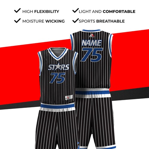 Uniformes de baloncesto deportivo personalizados para hombre y mujer - estrellas - Imagen 6 de 7