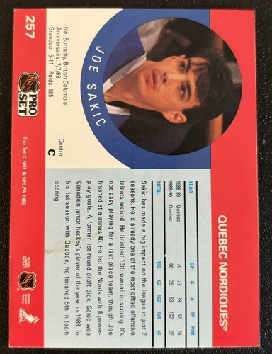 Joe Sakic 1990 Pro Set #257 - Bild 2 von 2