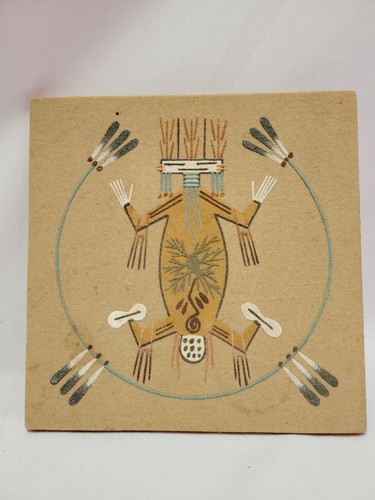 Indianer Sandmalerei Kunst Keramik Handarbeit SIGNIERT AUTHENTISCH - Bild 8 von 10