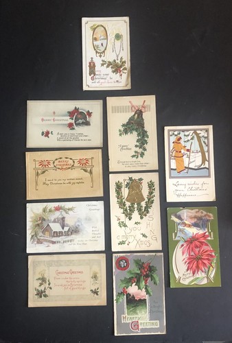 LOTE/10 POSTALES ANTIGUAS NAVIDAD VINTAGE PRINCIPIOS 1900 ESTADO VARÍA - Imagen 3 de 4