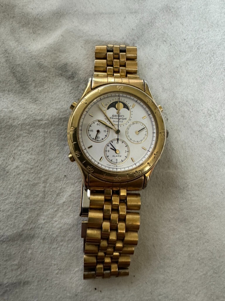 Vintage Seiko 7T36-6A29 Moon Phase Chronograph Japan Watch Vintage Seiko 7T36-6A29 Moon Phase Chronograph Japan Watch