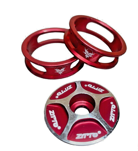 Rot 2 x 10mm Steuersatz Spacer 11/8" + Vorbau Top Cap passend für Rennrad und MTB - Bild 3 von 10