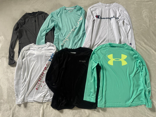 Lot 23 Boy's Long Sleeves Sz 8, M Under Armour, Columbia, Champion FREE SHIPPING - Picture 2 of 11