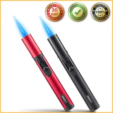 6-INCH BUTANE TORCH PEN LIGHTER Adjustable Jet Flame Windproof Refillable 2-Pack