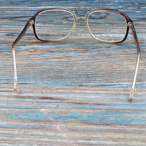 Vtg Clear Brown Translucent Double Bridge Aviator Bifocal Eye Glasses Frames - Picture 15 of 18